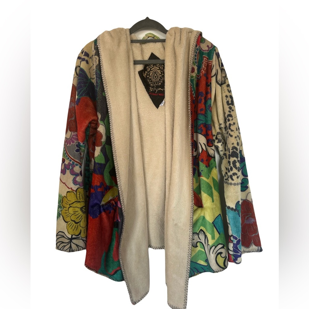 Johnny Was Biya Sherpa Fleece Hooded Jacket